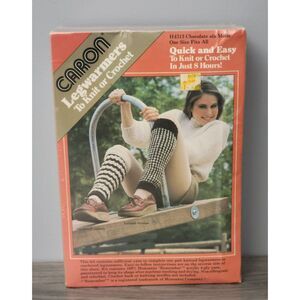 Vintage 1982 Caron Legwarmers To Knit or Crochet H4313 Chocolate‎ ala Mode